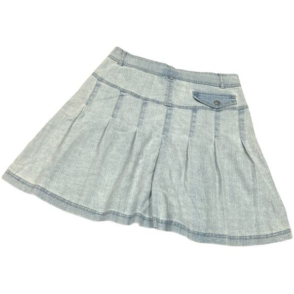 Zoey Beth Skirt Light Wash Denim Zip Fly Y2K Pleated Mini Jean Skirt Women's S - Picture 2 of 11